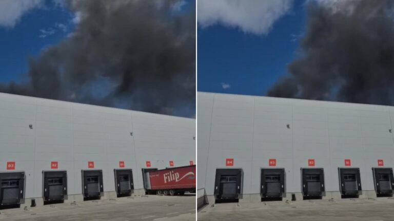 ALERTĂ | Incendiu de amploare la un centru logistic pe A1, în apropiere de București