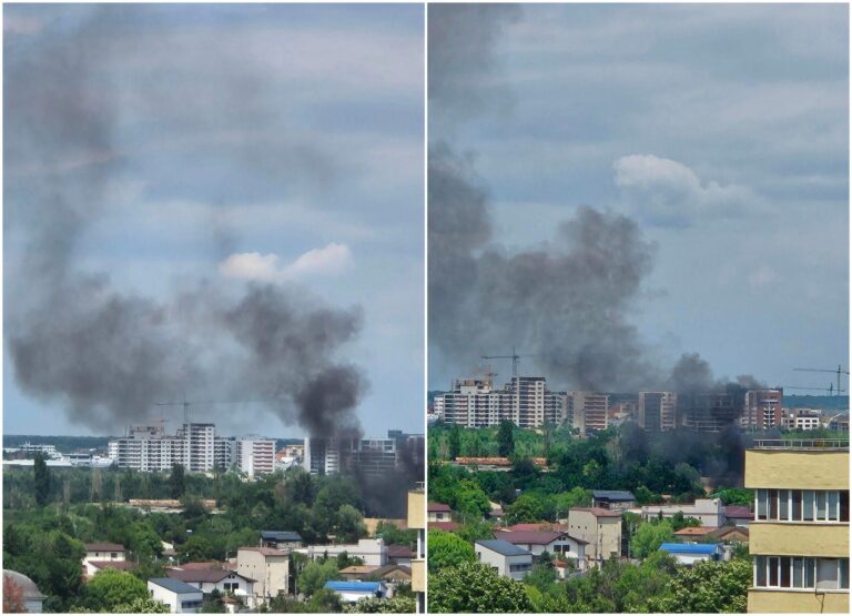 Degajări semnificative de fum în zona Petricani/Plumbuita