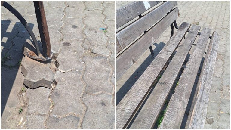 FOTO | Banca din stația STB Reînvierii, un pericol pentru călători