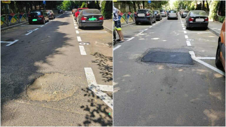 FOTO | O groapă din Sectorul 4 a fost asfaltată după ce a fost fotografiată și postată pe internet