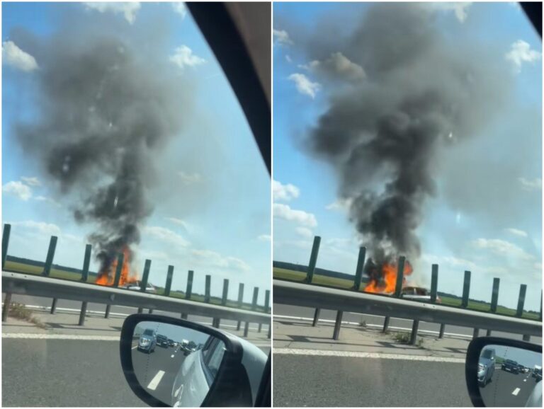Incendiu pe Autostrada A2, direcția Constanța: Martorii descriu scena