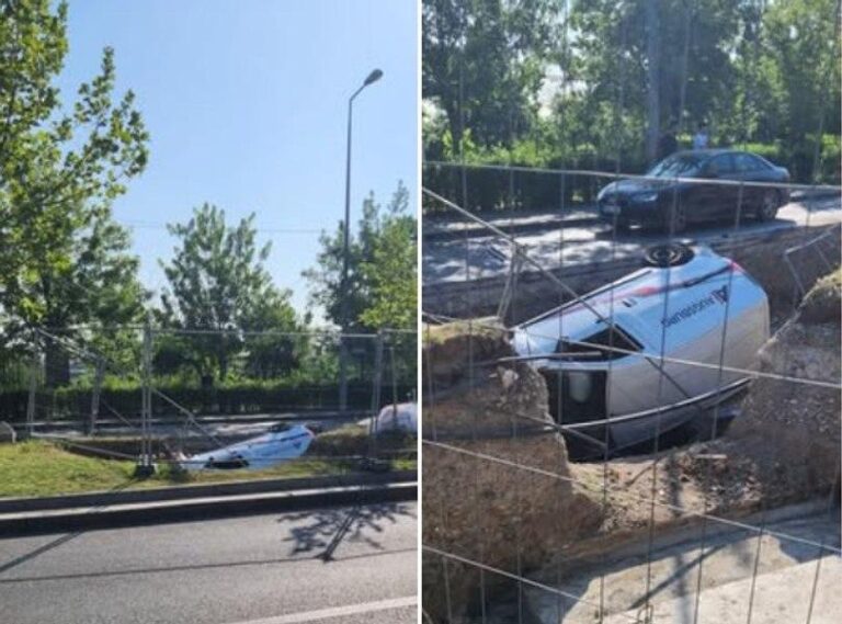 Un accident rutier a avut loc în Capitală, un șofer fiind rănit după ce mașina sa a căzut într-o groapă