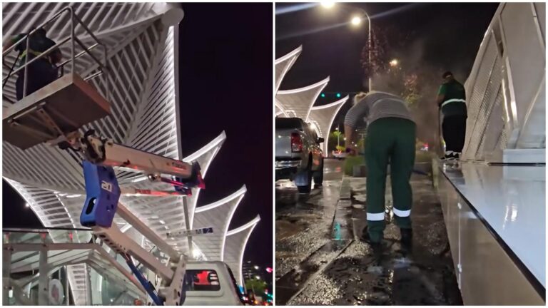 VIDEO | Curățenie la Eroii Revoluției: Stațiile de autobuz și trotuarele au fost igienizate, iar Băluță anunță lucrări viitoare