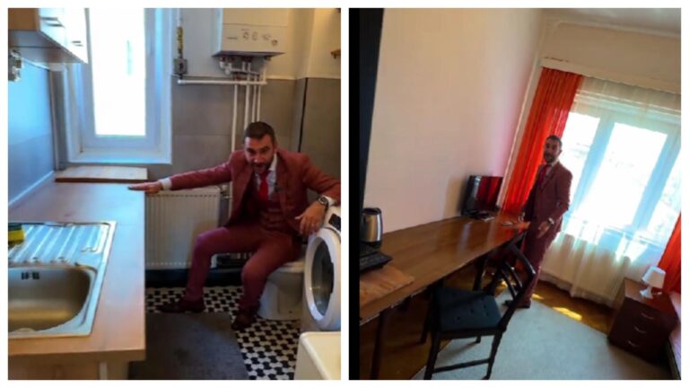 VIDEO | Garsonieră inedită în Piața Romană: Baia și bucătăria, un singur spațiu!
