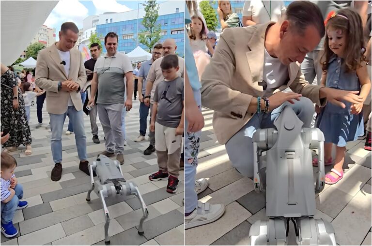 VIDEO | Primarul Băluță, activ pe TikTok, interacționează cu un câine robot