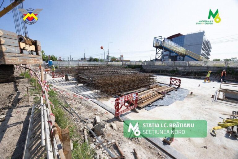 VIDEO | Progrese în construcția stațiilor de metrou spre Otopeni. Pe șantierul M6, lucrările avansează rapid în Secțiunea Sud 1 Mai – Tokyo