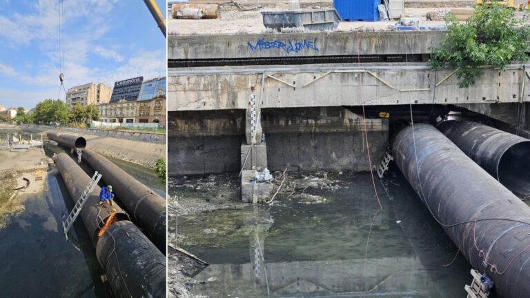 Albia Dâmboviței a fost golită în zona Pieței Unirii pentru lucrările de refacere a planșeului