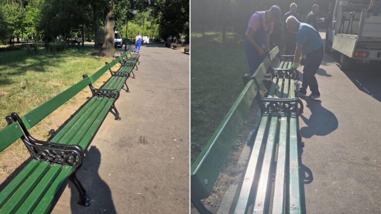 Băncile istorice revin în Parcul Cișmigiu după recondiționare