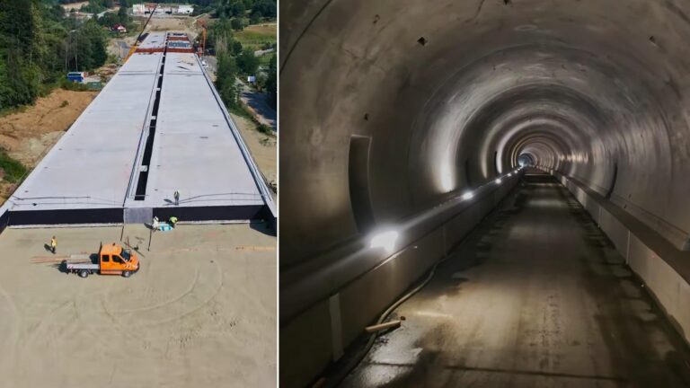 Imagini impresionante din tunelul de pe drumul București – Curtea de Argeș. Pro Infrastructură: Secțiunea 4 a A1 ar putea fi finalizată într-un an