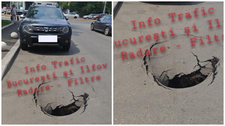 Pericol pe străzile din Rahova: o groapă imensă amenință siguranța trecătorilor