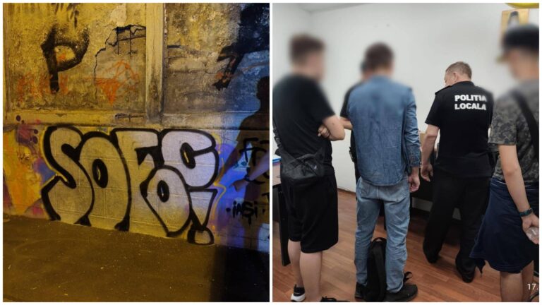 Trei tineri din București, prinși în timp ce desenau graffiti, amendati cu 12.000 de lei și le-au confiscat 26 de tuburi de spray