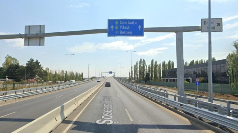 Autocar blocat pe sensul giratoriu de la intersecția Șoseaua Berceni cu Centura București