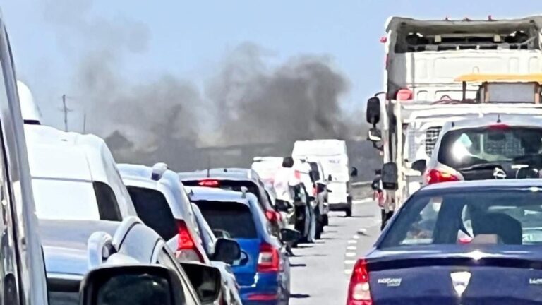 Incendiu pe A1: Trafic îngreunat pe sensul București-Pitești