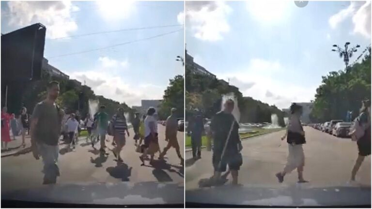 Incident șocant la Piața Unirii: Un șofer amenință pietonii cu mașina