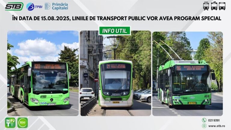 Program special pentru transportul public cu ocazia sărbătorii „Adormirea Maicii Domnului”