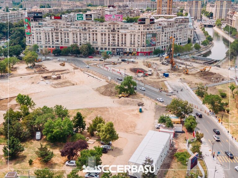 Șantierul de la Unirii, văzut în premieră de foarte aproape, dintre macarale și excavatoare. Refacerea planșeului a intrat într-o nouă etapă