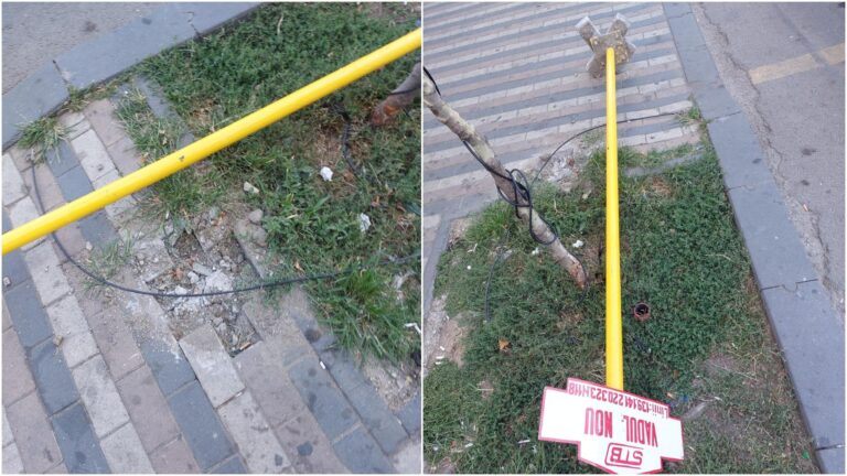 Un stâlp STB instabil amenință siguranța călătorilor din Ferentari