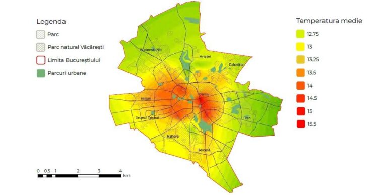Vara anului 2024, cea mai călduroasă din istoria Capitalei. Unde se află epicentrul „insulei de căldură”
