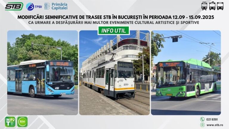 Modificări de trasee pentru liniile STB în perioada 12.09 – 15.09.2025