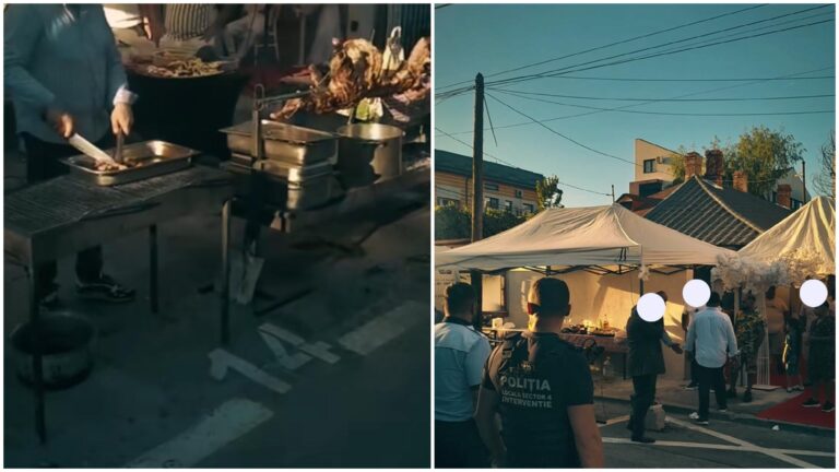 Petrecere cu cort și grătar în mijlocul străzii din București, o intervenție a poliției a fost necesară