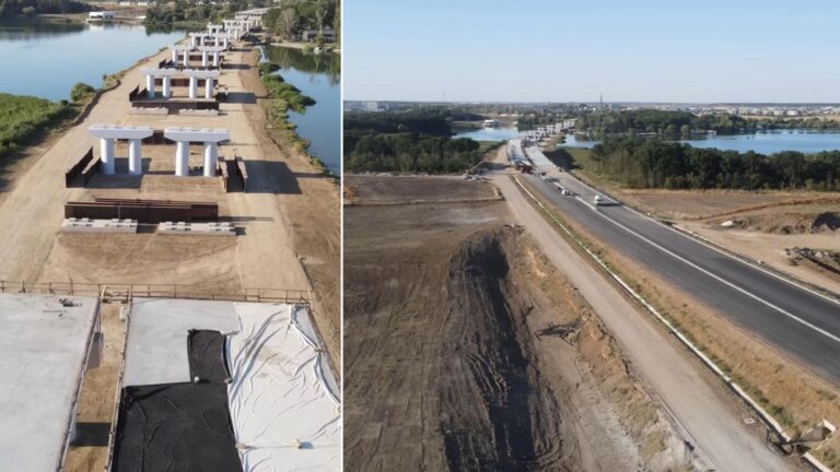 Progrese semnificative pe Lotul 4 al Autostrăzii Bucureștiului, cu imagini impresionante de la podul peste Lacul Cernica