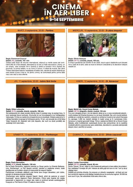 Ultima săptămână de proiecții la „Cinema în aer liber” în parcul Titan