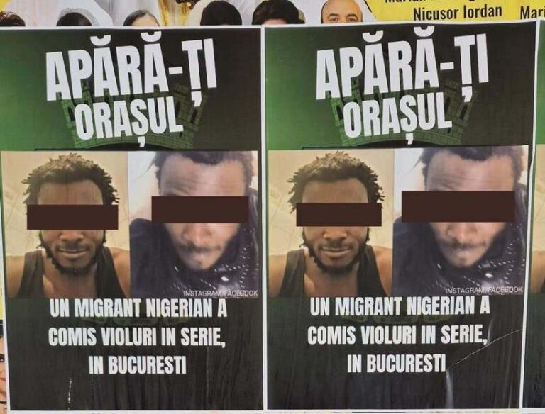 Afișe cu un nigerian arestat și acuzat de viol, lipite în Capitală, cu mesajul „Apără-ţi oraşul!”