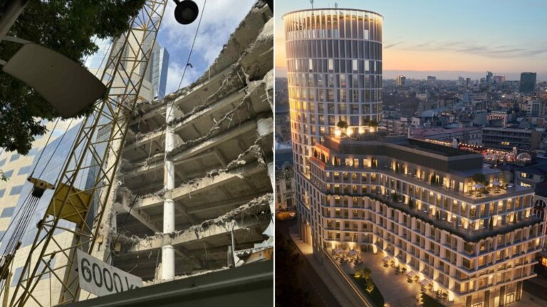 Demolarea continuă la fostul sediu Bancorex de pe Calea Victoriei: Turnul rămâne, Podiumul dispare, iar șantierul se va întinde pe 3 ani