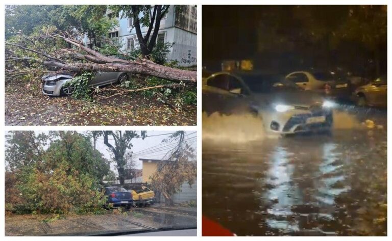 Furtuna a provocat distrugeri în București: răniți, străzi blocate și copaci căzuți. Pompierii au intervenit de peste 350 de ori