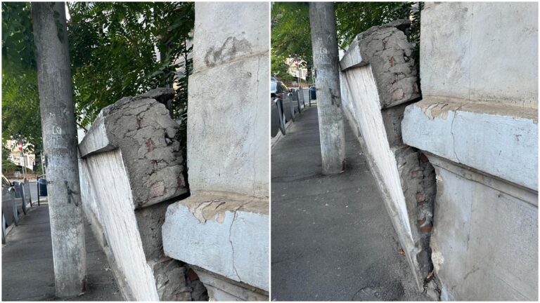Gardul de beton al Liceului Xenopol reprezintă un pericol iminent pentru trecători