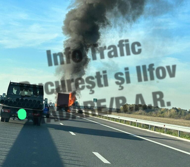 Incendiu pe Autostrada Bucureștiului A0: Trafic oprit pe sensul Jilava – A1
