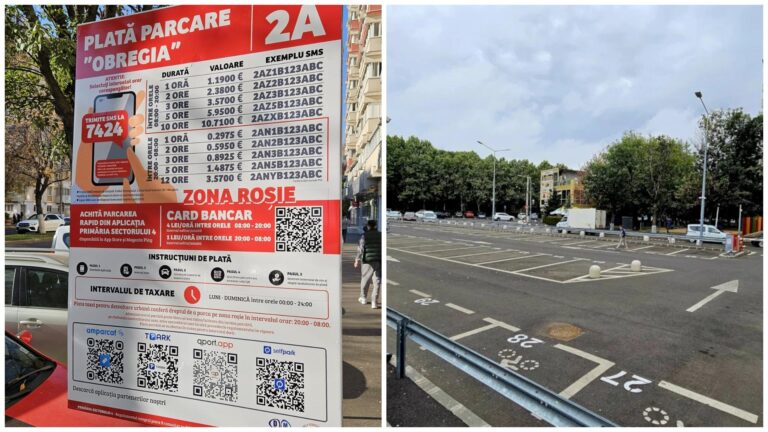 Parcarea roșie înlocuiește parcarea galbenă în Sectorul 4. Locuri gratuite pe timp de noapte pentru cei care plătesc taxa Băluță