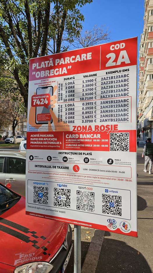 Parcări roșii în Sectorul 4 cu tarife reduse sau gratuite pe timp de noapte