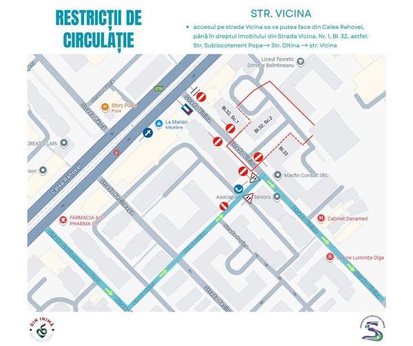 Restricții de circulație în zona Rahova, în urma deflagrației