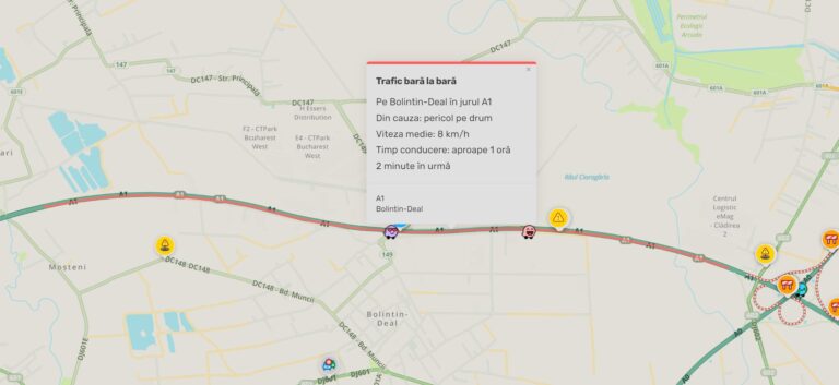 Trafic intens pe A1 la intrarea în București, cu restricții pe A2