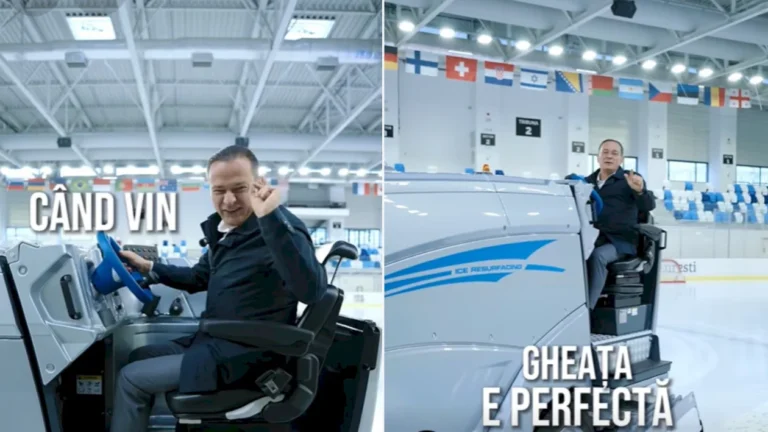 Daniel Băluță, în turneu electoral cu mașinuța de curățat gheața de pe Berceni Arena. Promite că, dacă va fi primar general, astfel de investiții vor umple Bucureștiul