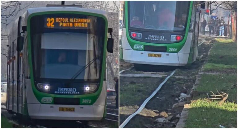 Probleme recente pe linia tramvaiului 32: șine denivelate pe Calea Rahovei