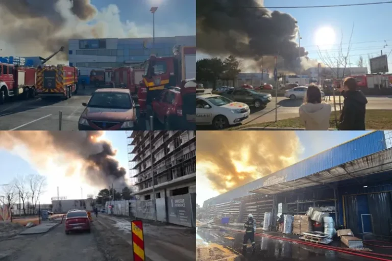 Incendiu devastator în Militari, pe Bd. Iuliu Maniu, la ieșirea spre Autostrada A1. Intervin 15 mașini de pompieri