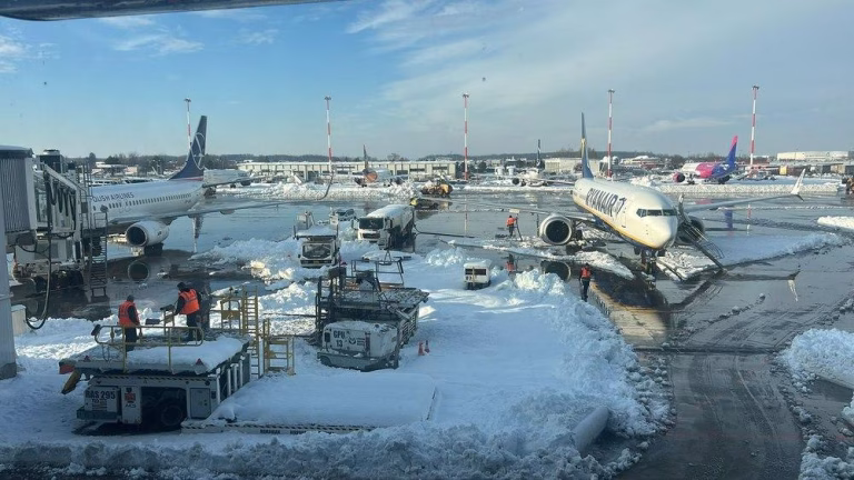 Haos pe aeroporturile din București din cauza ninsorilor abundente