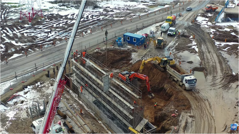 Imagini recente de la lucrările de la pasajul DN3 peste Autostrada Bucureștiului A0