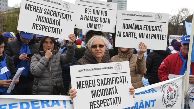 Protest în Educație, în Piața Victoriei: sindicaliștii cer oprirea măsurilor care reduc drepturi