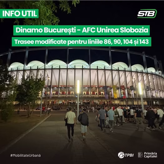 Meci Dinamo pe Arena Națională: tramvaie deviate duminică seară - Bucuresti