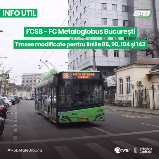 Meci FCSB - Metaloglobus: linii STB deviate duminică seară - Bucuresti