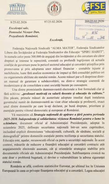 Sindicatele din învățământ i-au scris lui Iohannis, nu lui Nicușor