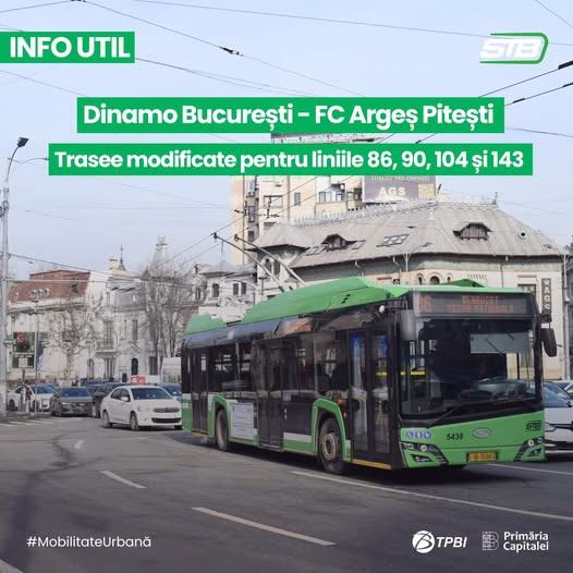 Meci Dinamo pe Arena Națională: troleibuzele și autobuzele deviază - Bucuresti