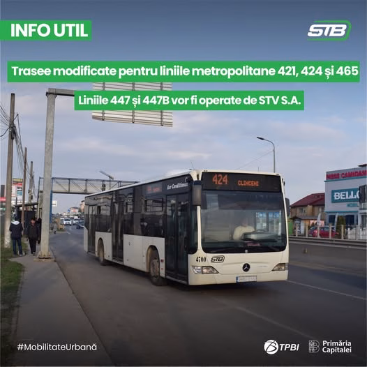 Se schimbă traseele la autobuzele metropolitane din București