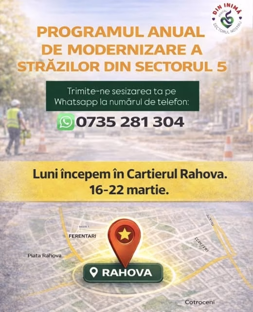 Sectorul 5 pornește programul de reparat străzi, cu WhatsApp - Bucuresti