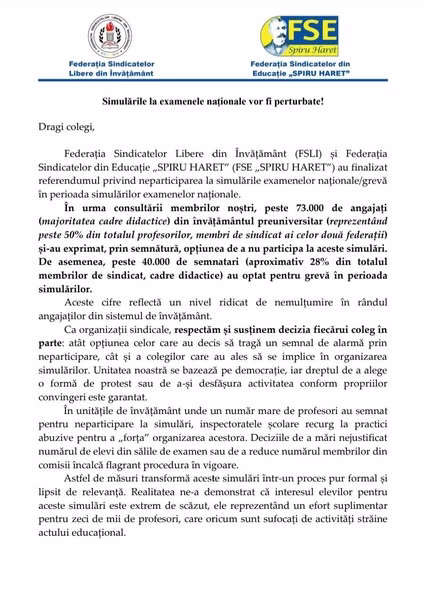 Simulările la examene, în pericol: 73.000 de profesori spun pas - Bucuresti