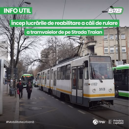 Tramvaiele pe Traian intră în reparații de mâine