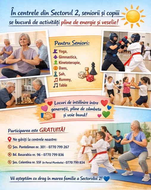 Yoga, dans și șah gratuit pentru seniori și copii în Sectorul 2
